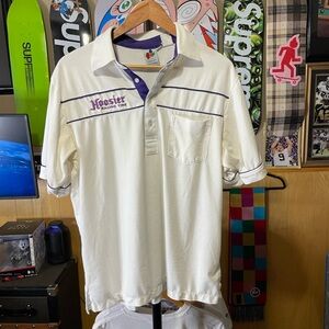 Vintage Hoosier racing tire Purple and White Performance Polo Mens size large